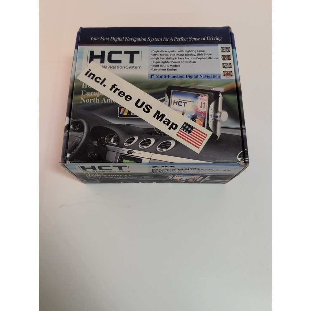 Vintage HCT 4" Portable Car GPS Navigator MP3 Movie Player w/ Box US Europe Maps
